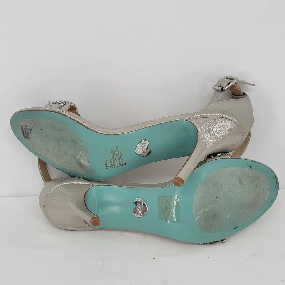 Betsey Johnson Blue SB-Gina Champagne Metallic Embellished Stiletto Heels 11M